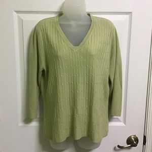 White Stag Women’s Cable Knit Front Sweater Lime Green Soft Cottagecore Sz Large